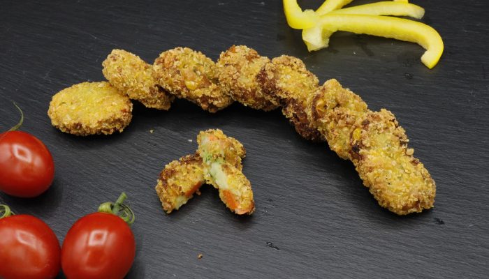 Gemüse Nuggets vom Imbiss Fritz in Bielefeld: Knusprig paniert und voller Geschmack – die leckere vegetarische Alternative für den kleinen Hunger.